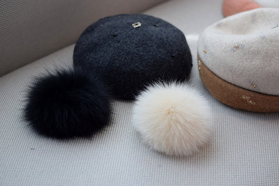 Women's Autumn And Winter Fox Fur Ball Vintage Wool Hat