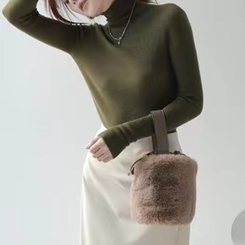 Women's Turtleneck Bottoming Shirt Fur Inner Wear Sweater Knitted Top