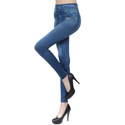 High-Waisted Slimming Jeggings - Denim Leggings