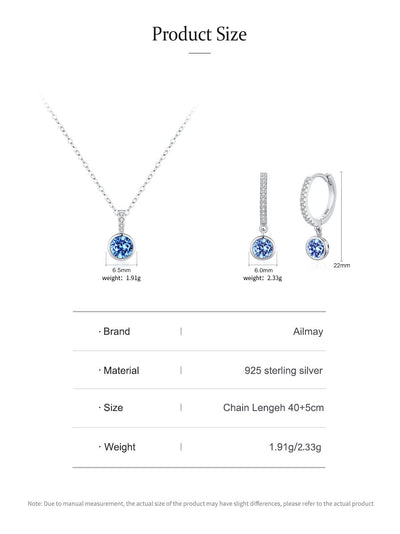 Women's Light Luxury Sea Blue Artificial Diamond Earrings Necklace