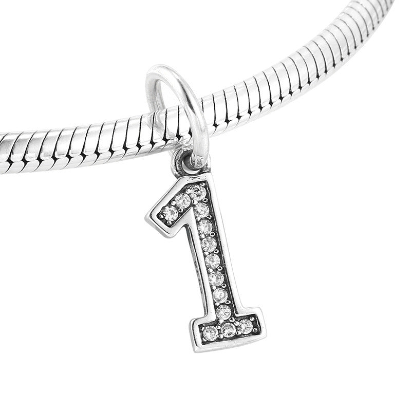 Simple Ten Number Zircon Pendant DIY Silver Jewelry Accessories S925 Sterling Silver