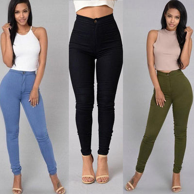 Casual Pants For Women High Waist Stretch Slim Trouser