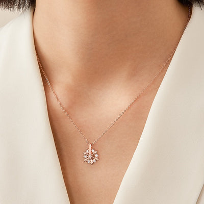 Rotatable 925 Silver Snowflake Necklace Women Luxury