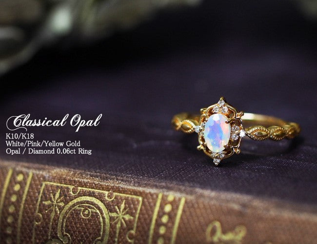 Japanese natural opal jewelry light Dan shape 925 Silver Ring female Jeweled 10K gold plated Vintage Jewelry