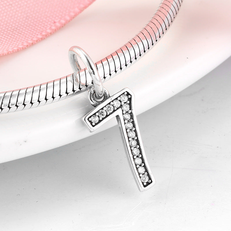 Simple Ten Number Zircon Pendant DIY Silver Jewelry Accessories S925 Sterling Silver