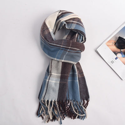 Fashion Plaid Scarf For Women Winter Warm Thickened Long Scarf