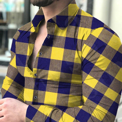 European And American Men's Long-sleeved Shirt Printing