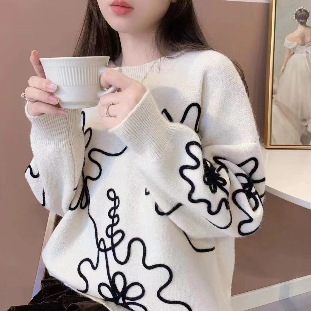 Autumn And Winter Round Neck Knitted Pullover Sweater