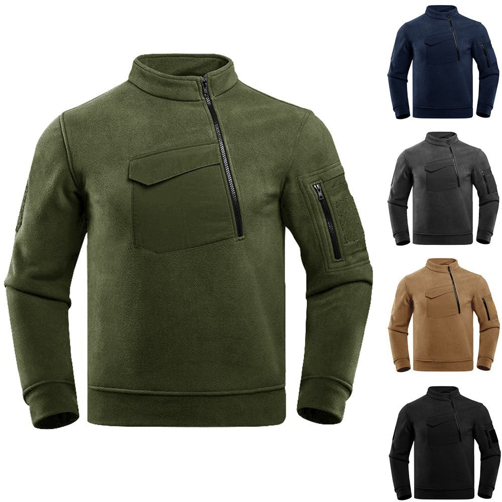 Outdoor Men's Fleece-lined Thickened Pullover Keep Warm Top