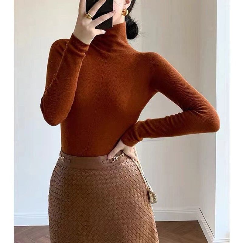 Women's Turtleneck Bottoming Shirt Fur Inner Wear Sweater Knitted Top