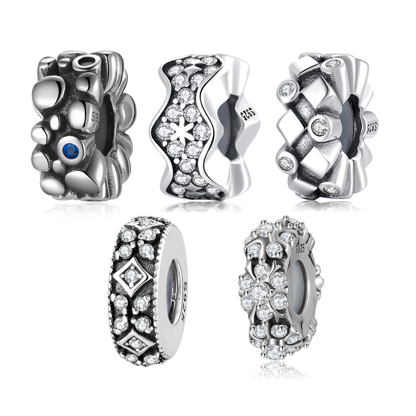 S925 Sterling Silver Beads Creative Diamond Snow Series Jewelry Plug Spacer Beads DIY Accessories