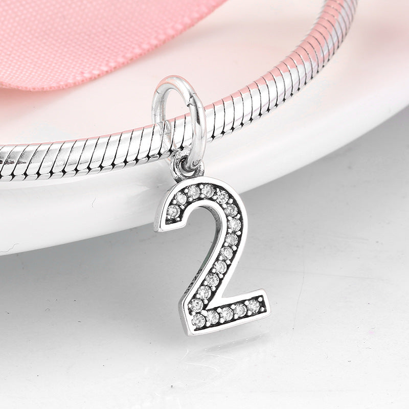 Simple Ten Number Zircon Pendant DIY Silver Jewelry Accessories S925 Sterling Silver