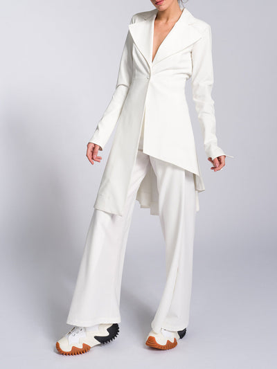 Irregular Hem Jacket & Pants Suit