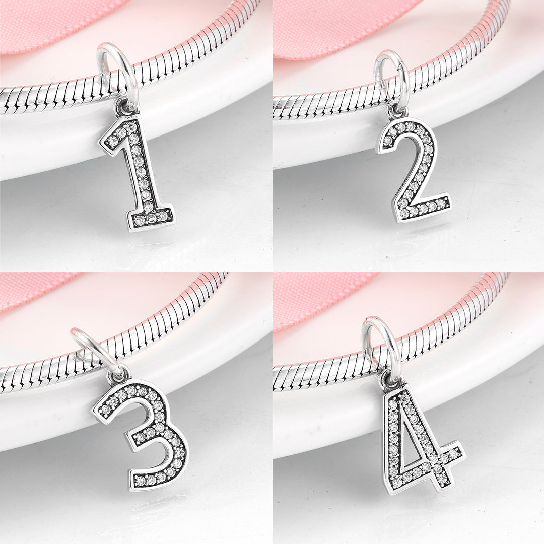 Simple Ten Number Zircon Pendant DIY Silver Jewelry Accessories S925 Sterling Silver