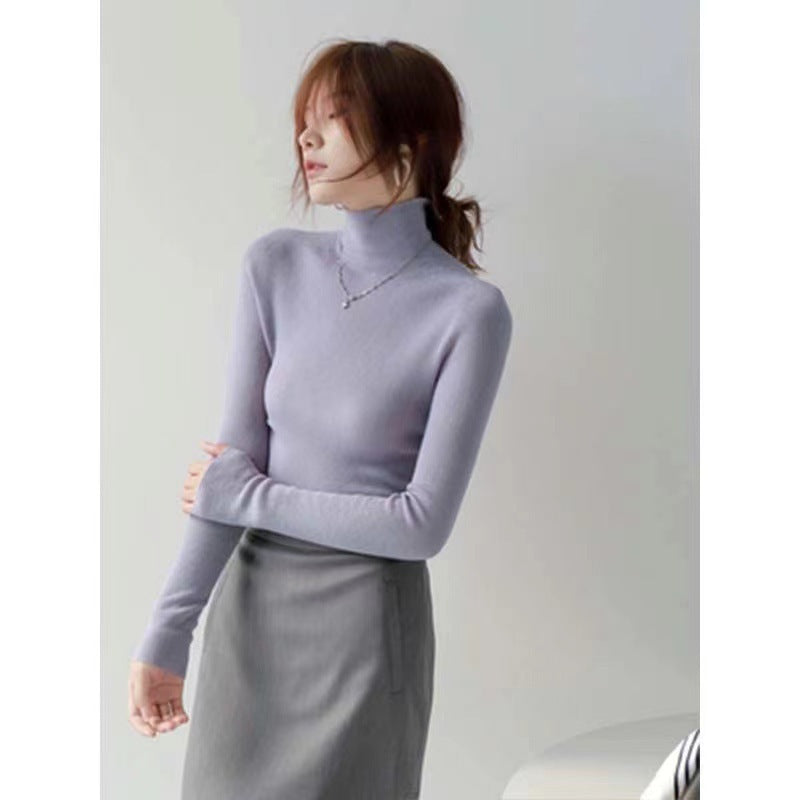 Women's Turtleneck Bottoming Shirt Fur Inner Wear Sweater Knitted Top