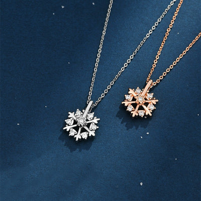 Rotatable 925 Silver Snowflake Necklace Women Luxury