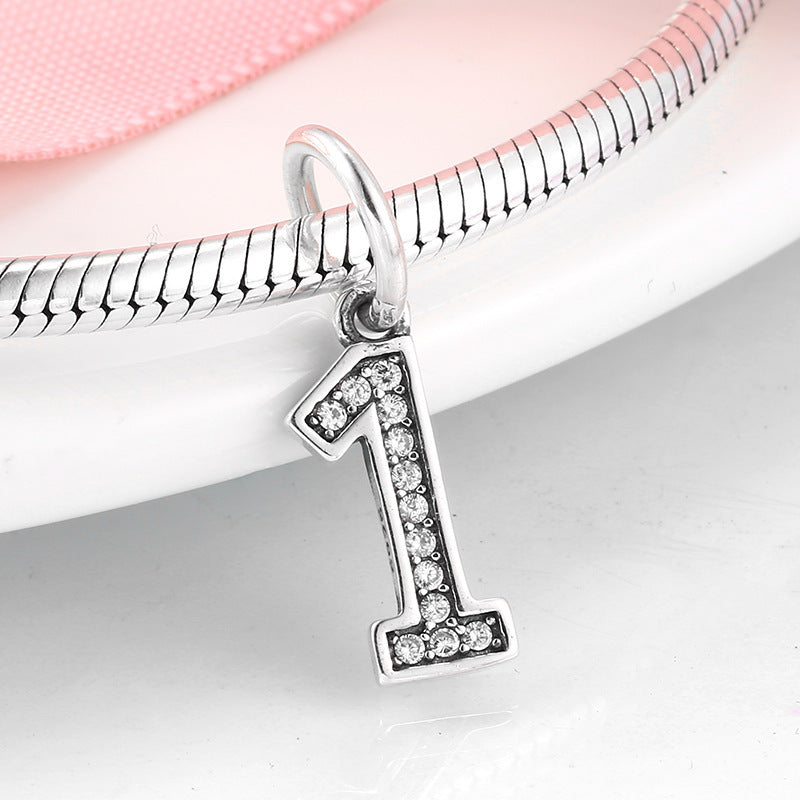 Simple Ten Number Zircon Pendant DIY Silver Jewelry Accessories S925 Sterling Silver