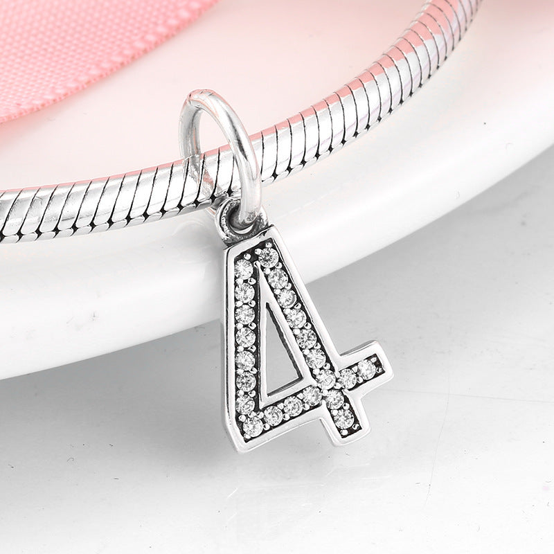 Simple Ten Number Zircon Pendant DIY Silver Jewelry Accessories S925 Sterling Silver