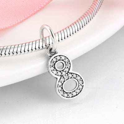 Simple Ten Number Zircon Pendant DIY Silver Jewelry Accessories S925 Sterling Silver