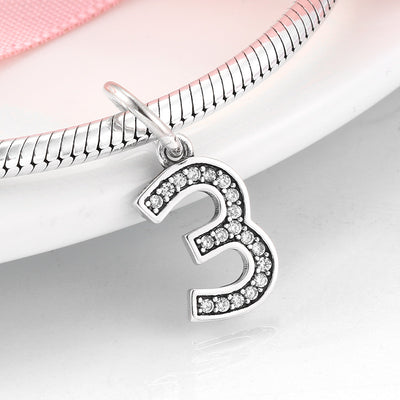 Simple Ten Number Zircon Pendant DIY Silver Jewelry Accessories S925 Sterling Silver