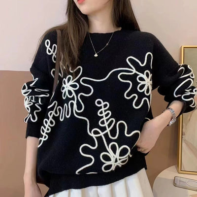 Autumn And Winter Round Neck Knitted Pullover Sweater