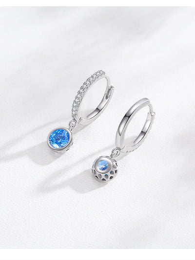 Women's Light Luxury Sea Blue Artificial Diamond Earrings Necklace