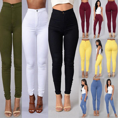 Casual Pants For Women High Waist Stretch Slim Trouser