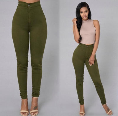 Casual Pants For Women High Waist Stretch Slim Trouser