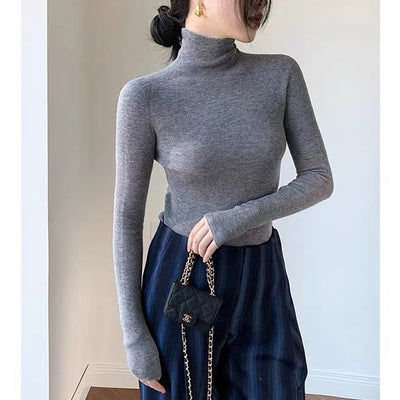 Women's Turtleneck Bottoming Shirt Fur Inner Wear Sweater Knitted Top