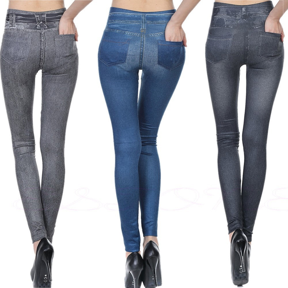 High-Waisted Slimming Jeggings - Denim Leggings